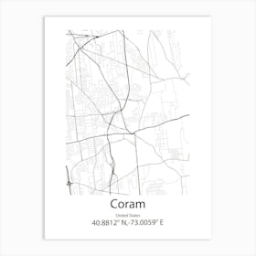 Coram,United States Minimalist Map 1 Art Print