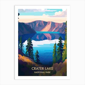 Crater Lake National Park Travel Poster Illustration Style 2 Art Print