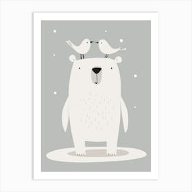 Polar Bear With Birds 2 Art Print