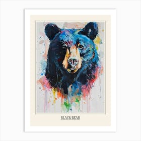 Black Bear Colourful Watercolour 2 Poster Art Print