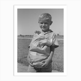 Little Boy With Sack Of Vegetables From The Community Garden At The Casa Grande Valley Farms, Pinal County Art Print