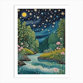 Starry Forest Stream Poster