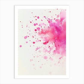 Abstract Watercolor Painting Of A White Background With Flecks Of Pink Paint Scattered Throughout Art Print