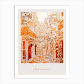 Marrakech Morocco Orange Drawing Poster Art Print
