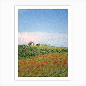 Italy Tuscany Villa 2 Landscape Oil Digital Painting Coarse Art Print