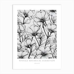 Geranium B&W Vintage Botanical Poster Art Print