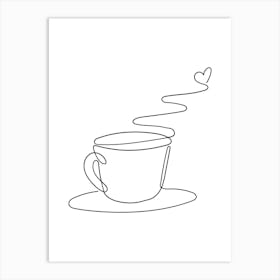 Cup Of Coffee hand drawing minimalist line art Art Print