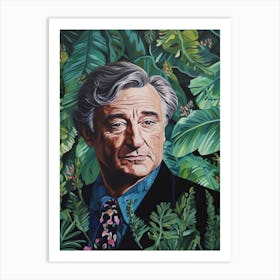 Floral Handpainted Portrait Of Princess Robert Deniro 1 Art Print