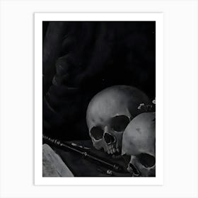 Skulls And Flowers Art Print