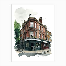Sutton London Borough   Street Watercolour 4 Art Print