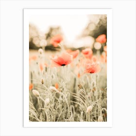 Poppy Meadow Scenery Art Print