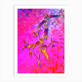 Tagblume Botanical in Acid Neon Pink Green and Blue n.0314 Art Print