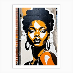 Vintage Graffiti Mural Of Beautiful Black Woman 94 Art Print