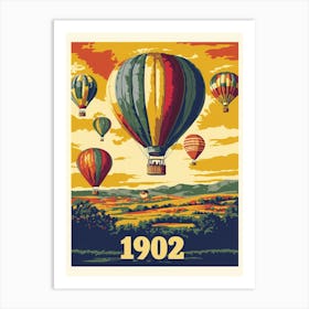 Aihrgdesign A Vintage Travel Poster Of A 1902 Hot Air Balloon 6e2ec22f 6fb1 4df7 9cf5 79569b1a9566 0 Art Print