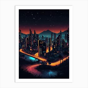 Cityscape At Night 1 Art Print