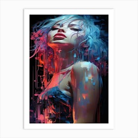 Girl With Blue Hair Art Print