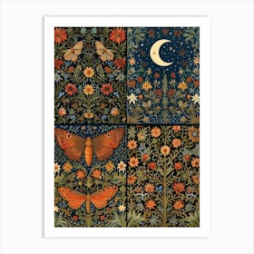 William Morris Moon And Butterflies 2 Art Print