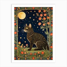 William Morris Cat In The Moonlight 7 Art Print