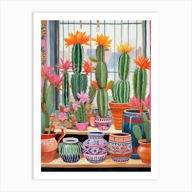 Cactus Painting Maximalist Still Life Melocactus Cactus 1 Art Print