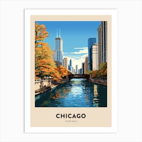 River Walk 6 Chicago Travel Poster Art Print