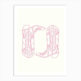 Pink Cowboy Boots Art Print