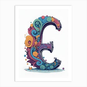 Colorful Letter E Illustration 48 Art Print