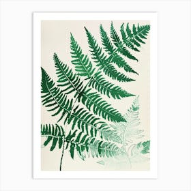 Green Ink Painting Of A Netted Chain Fern 2 Art Print