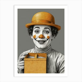 Clown With A Box Art Print