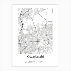 Owariasahi,Japan Minimalist Map Affiche