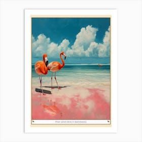 Greater Flamingo Pink Sand Beach Bahamas Tropical Illustration 1 Poster Art Print