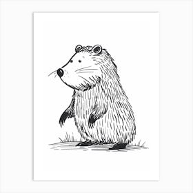 B&W Beaver Art Print