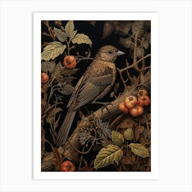 Dark And Moody Botanical Sparrow 4 Art Print