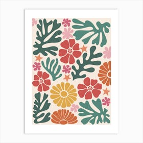 WA240025 - Colorful Botanical Pattern - Vibrant Floral and Leaf Design Matisse Style Art Print