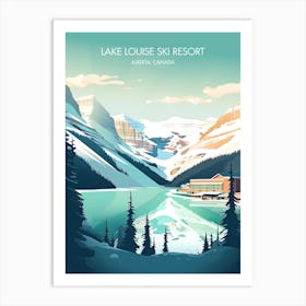 Poster Of Lake Louise Ski Resort   Alberta, Canada, Ski Resort Illustration 2 Art Print
