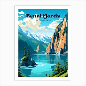 Kenai Fjords National Park Alaska Scenic Travel Illustration Art Print