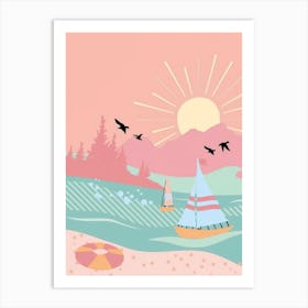 Sailboats In The Sea Art Print