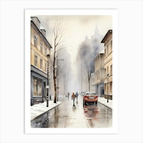 Street Scene In Winter Art Print