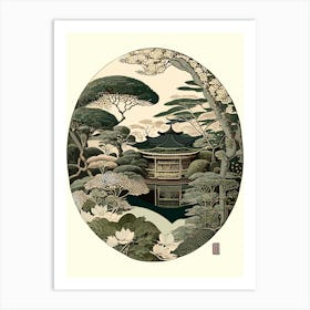 Ginkaku Ji, Japan Vintage Botanical Art Print