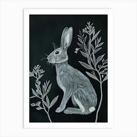Silver Marten Rabbit Minimalist Illustration 4 Art Print