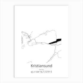 Kristiansund,Norway Minimalist Map Art Print