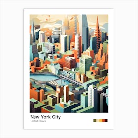 New York City View   Geometric Vector Illustration 2 Poster Art Print