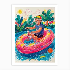 Man On The Inflatable Raft Art Print