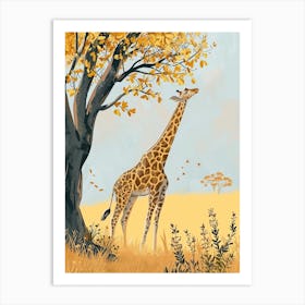 Giraffe Reaching Up To The Leaves 1 Art Print