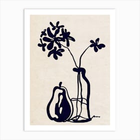 Pear And Flower Beige Art Print