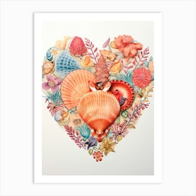 Detailed Shell Heart Illustration 2 Art Print
