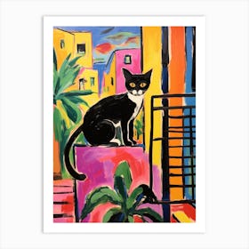 Painting Of A Cat In Palma De Mallorca Spain 2 Art Print