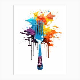 Fork With Paint Splashes Art Print