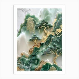 Gold Inlaid Jade Carving Scene 5 Art Print