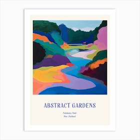 Colourful Gardens Pukekura Park New Zealand Blue Poster Art Print