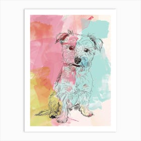 Pastel Norfolk Terrier Dog Line Illustration 1 Art Print
